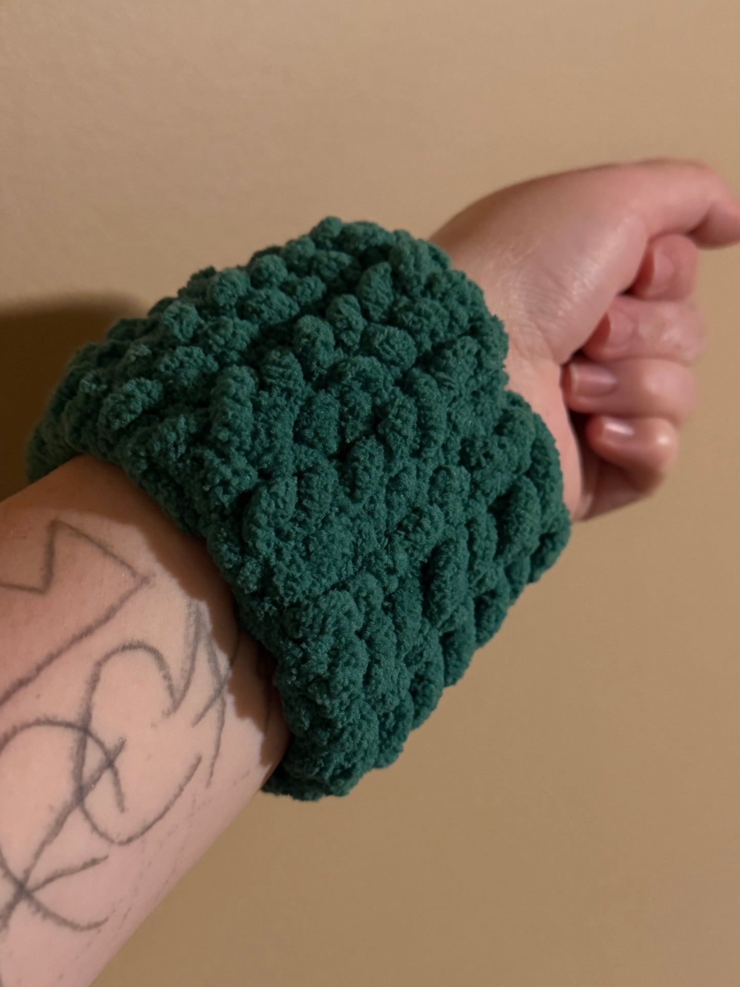 Crochet Plush Spa Headband and Wristlets Set