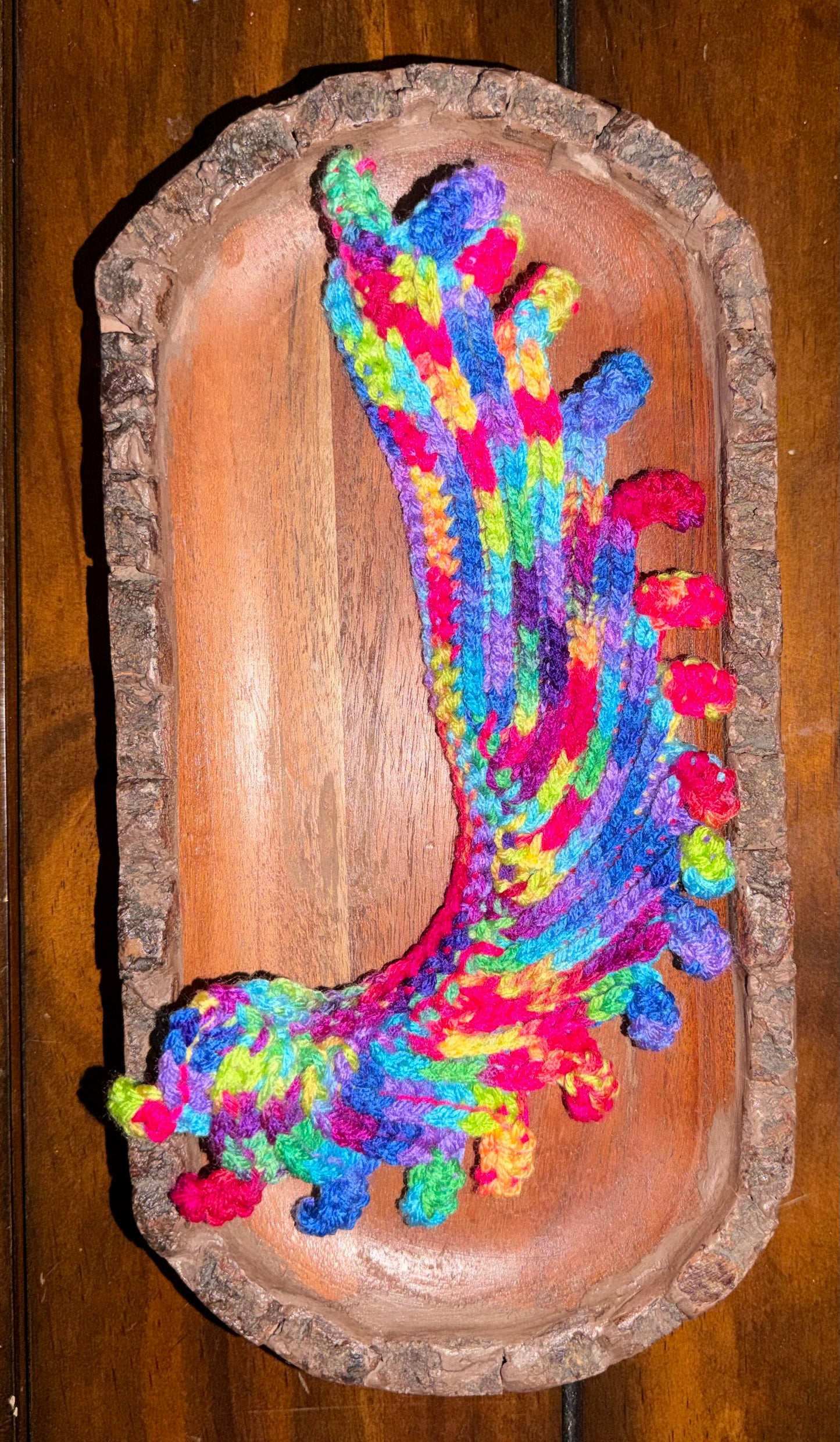 Crocheted Rainbow Feather Bookmark