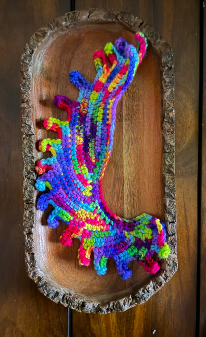 Crocheted Rainbow Feather Bookmark