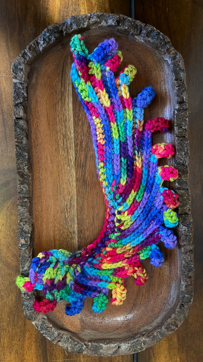 Crocheted Rainbow Feather Bookmark