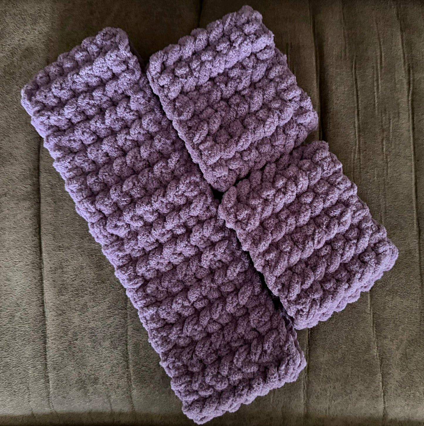 Crochet Plush Spa Headband and Wristlets Set