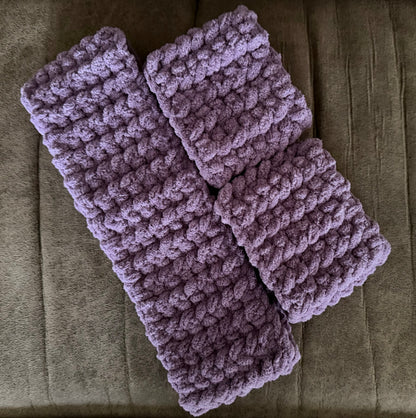 Crochet Plush Spa Headband and Wristlets Set