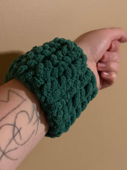 Crochet Plush Spa Headband and Wristlets Set