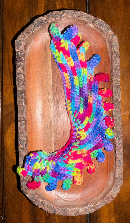Crocheted Rainbow Feather Bookmark