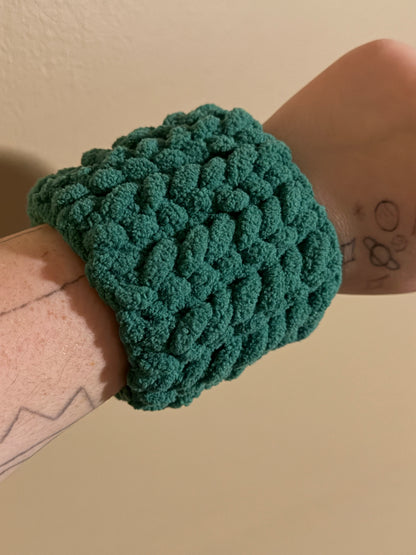 Crochet Plush Spa Headband and Wristlets Set