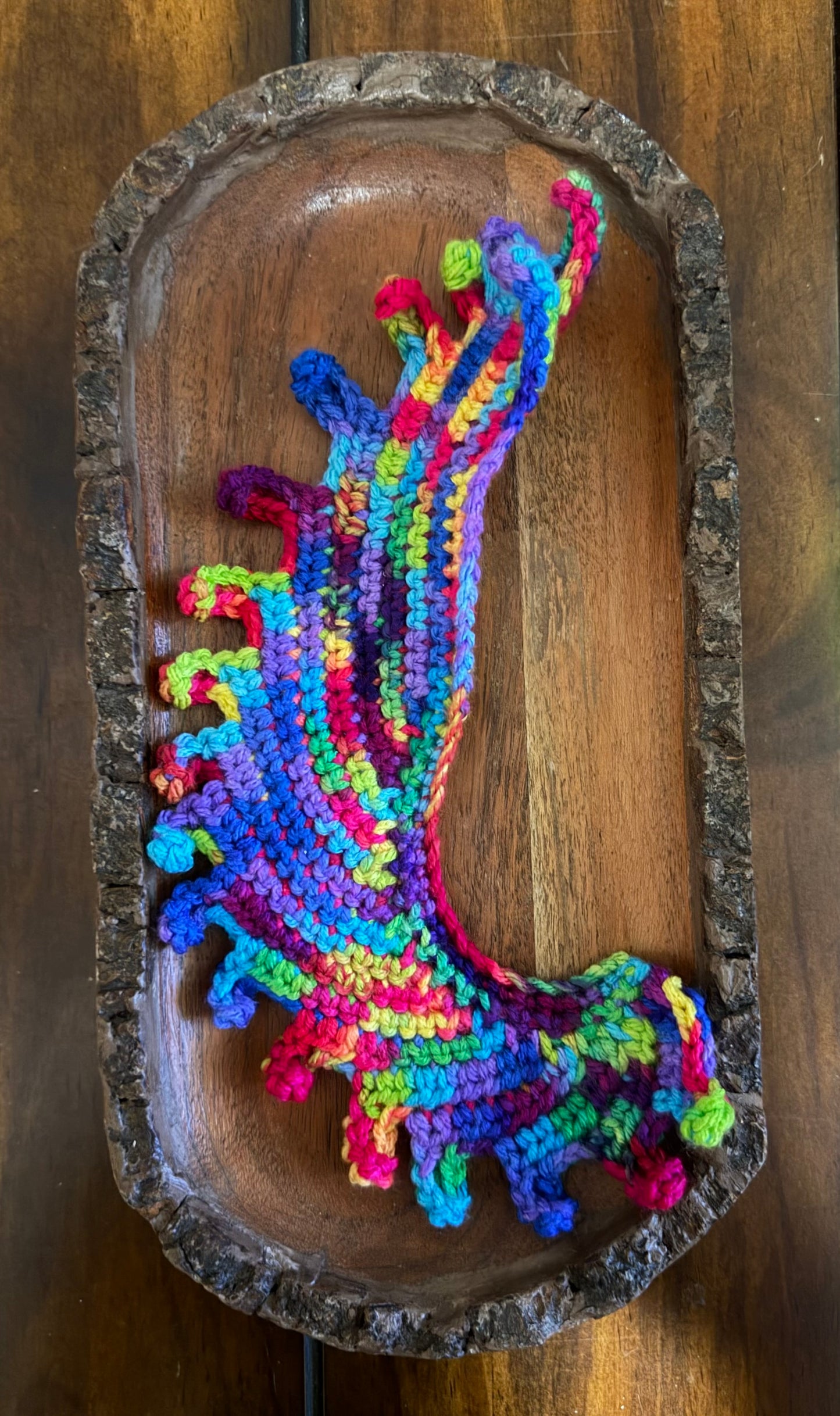 Crocheted Rainbow Feather Bookmark