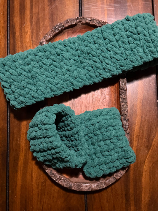 Crochet Plush Spa Headband and Wristlets Set