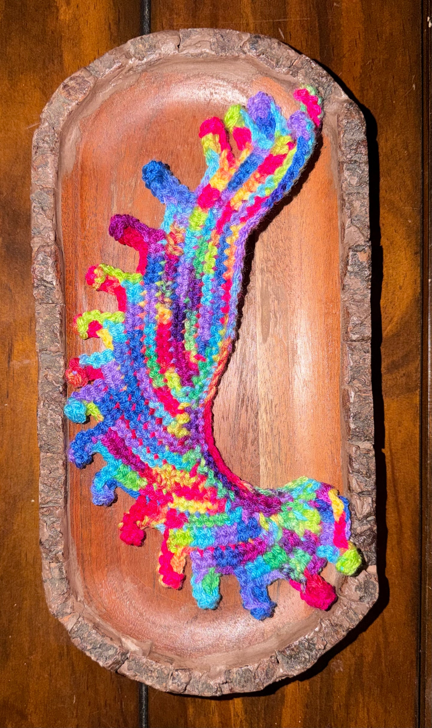 Crocheted Rainbow Feather Bookmark
