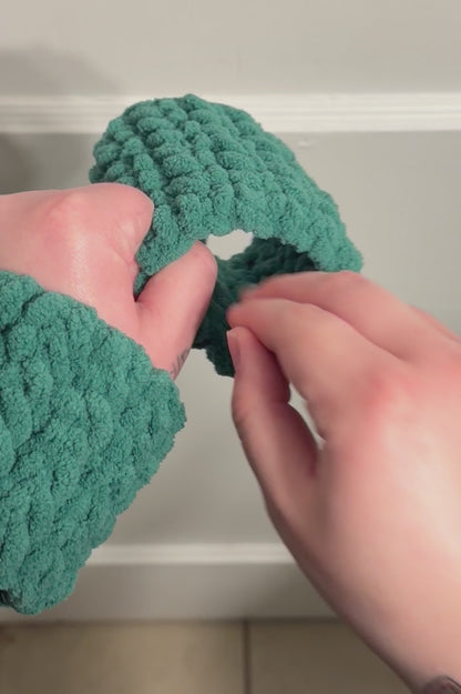 Crochet Plush Spa Headband and Wristlets Set